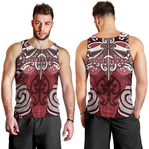 Personalised Maori Te Arawa Men Tank Top Silver Fern Kowhaiwhai Art