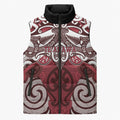Personalised Maori Te Arawa Sleeveless Puffer Jacket Silver Fern Kowhaiwhai Art