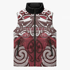 Personalised Maori Te Arawa Sleeveless Puffer Jacket Silver Fern Kowhaiwhai Art