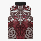 Personalised Maori Te Arawa Sleeveless Puffer Jacket Silver Fern Kowhaiwhai Art