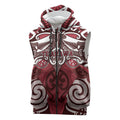 Personalised Maori Te Arawa Sleeveless Zip Hoodie Silver Fern Kowhaiwhai Art