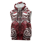 Personalised Maori Te Arawa Sleeveless Zip Hoodie Silver Fern Kowhaiwhai Art