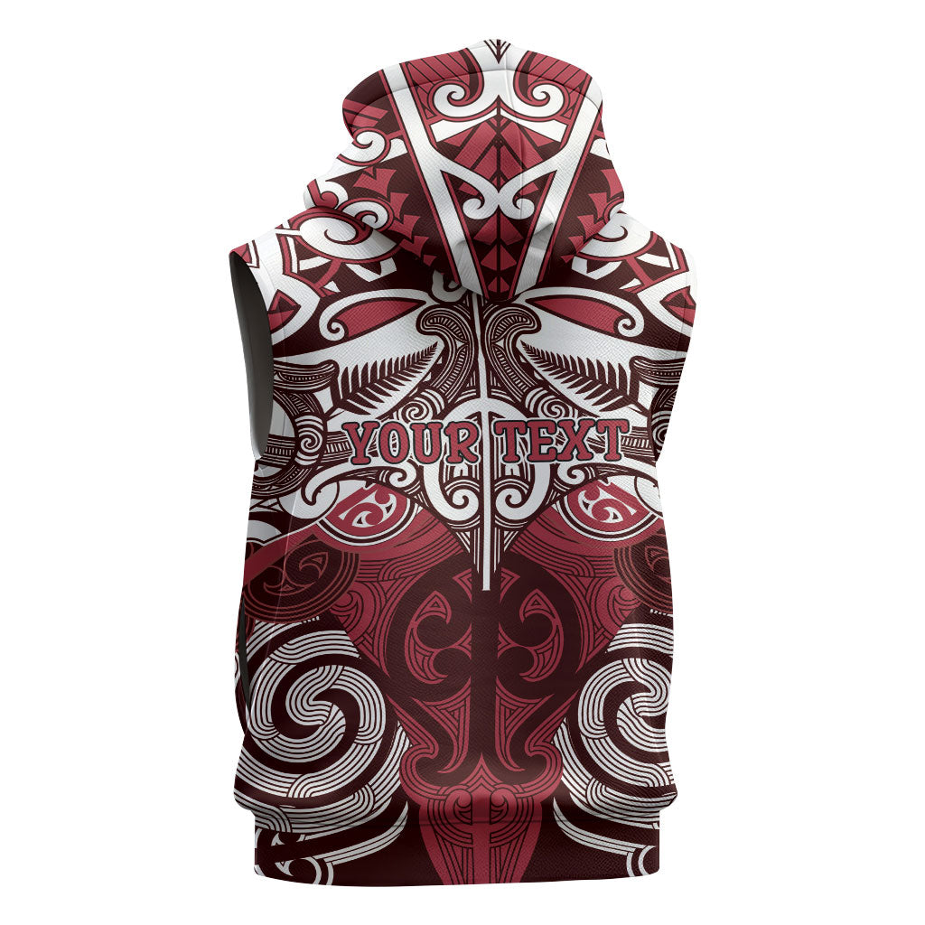 Personalised Maori Te Arawa Sleeveless Zip Hoodie Silver Fern Kowhaiwhai Art
