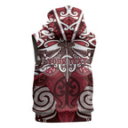 Personalised Maori Te Arawa Sleeveless Zip Hoodie Silver Fern Kowhaiwhai Art