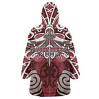 Personalised Maori Te Arawa Wearable Blanket Hoodie Silver Fern Kowhaiwhai Art