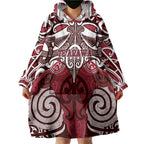 Personalised Maori Te Arawa Wearable Blanket Hoodie Silver Fern Kowhaiwhai Art