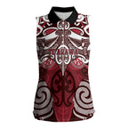 Personalised Maori Te Arawa Women Sleeveless Polo Shirt Silver Fern Kowhaiwhai Art