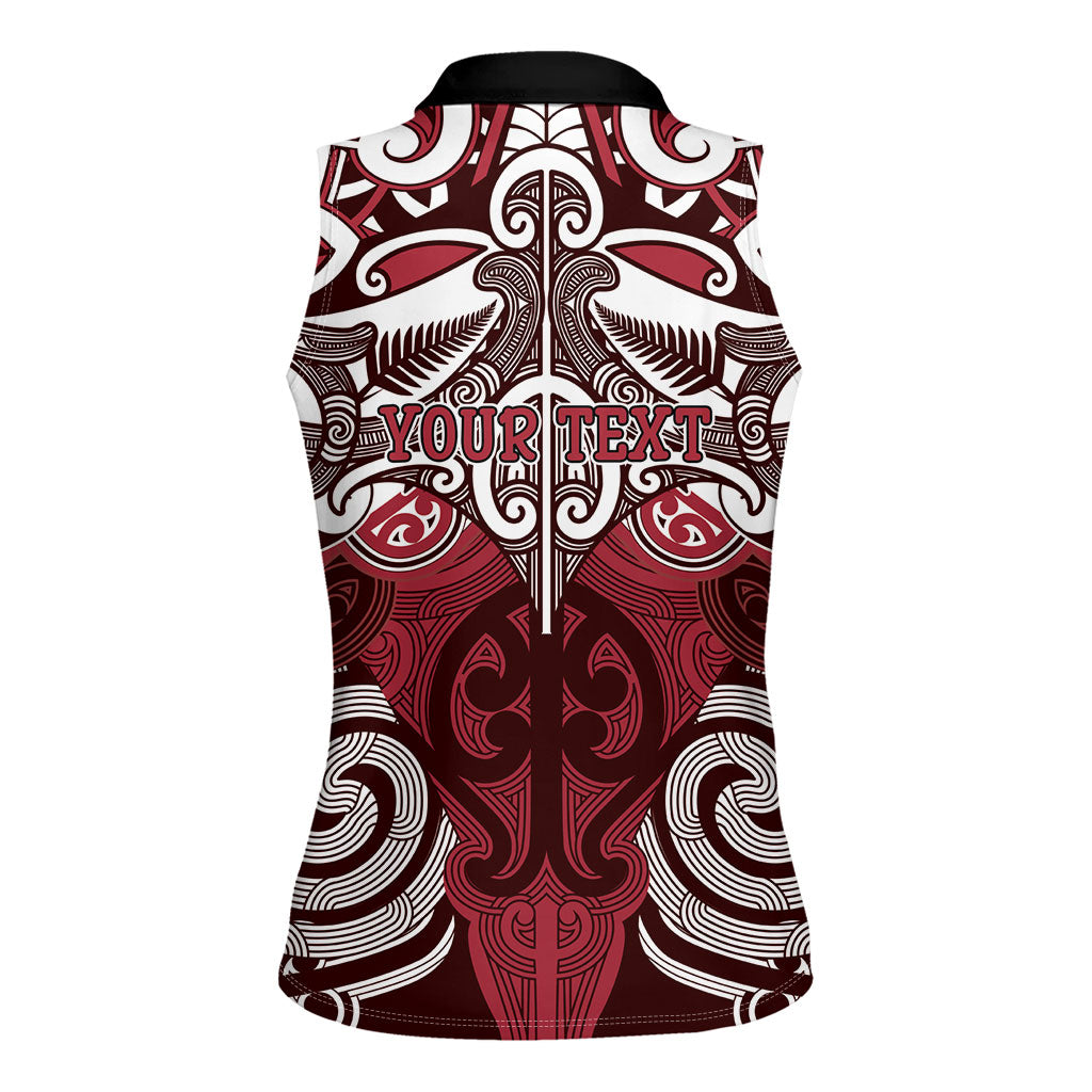 Personalised Maori Te Arawa Women Sleeveless Polo Shirt Silver Fern Kowhaiwhai Art