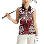 Personalised Maori Te Arawa Women Sleeveless Polo Shirt Silver Fern Kowhaiwhai Art