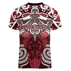 Personalised Maori Te Arawa Women V-Neck T-Shirt Silver Fern Kowhaiwhai Art