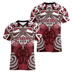Personalised Maori Te Arawa Women V-Neck T-Shirt Silver Fern Kowhaiwhai Art