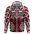 Personalised Maori Te Arawa Zip Hoodie Silver Fern Kowhaiwhai Art