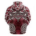 Personalised Maori Te Arawa Zip Hoodie Silver Fern Kowhaiwhai Art