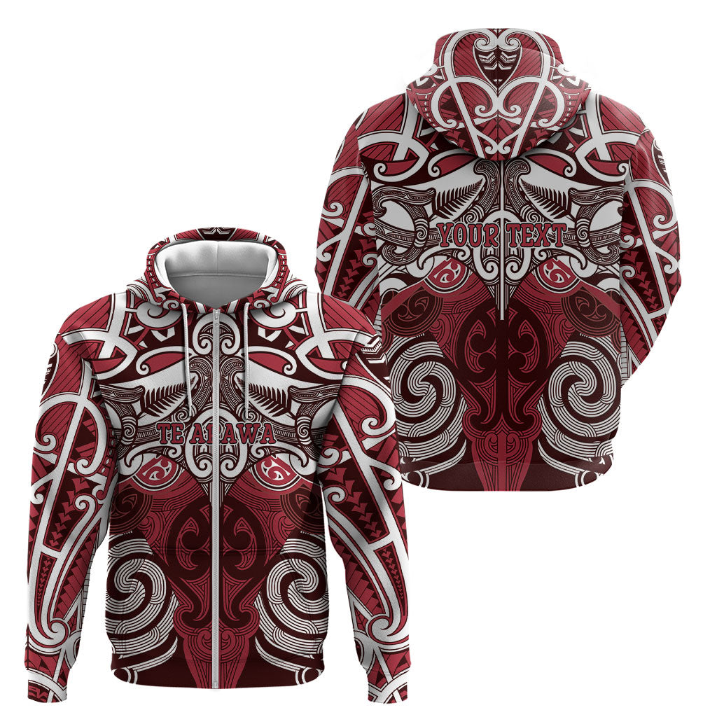 Personalised Maori Te Arawa Zip Hoodie Silver Fern Kowhaiwhai Art