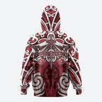 Personalised Maori Te Arawa Zip Hoodie Silver Fern Kowhaiwhai Art