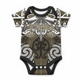 Personalised Maori Waikato Tainui Baby Onesie Silver Fern Kowhaiwhai Art