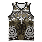 Personalised Maori Waikato Tainui Basketball Jersey Silver Fern Kowhaiwhai Art