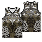 Personalised Maori Waikato Tainui Basketball Jersey Silver Fern Kowhaiwhai Art