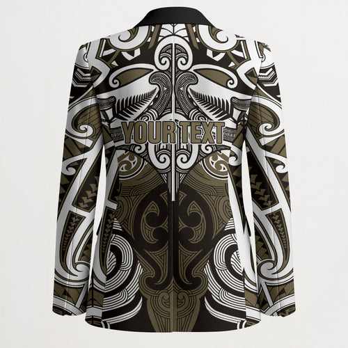 Personalised Maori Waikato Tainui Blazer Silver Fern Kowhaiwhai Art