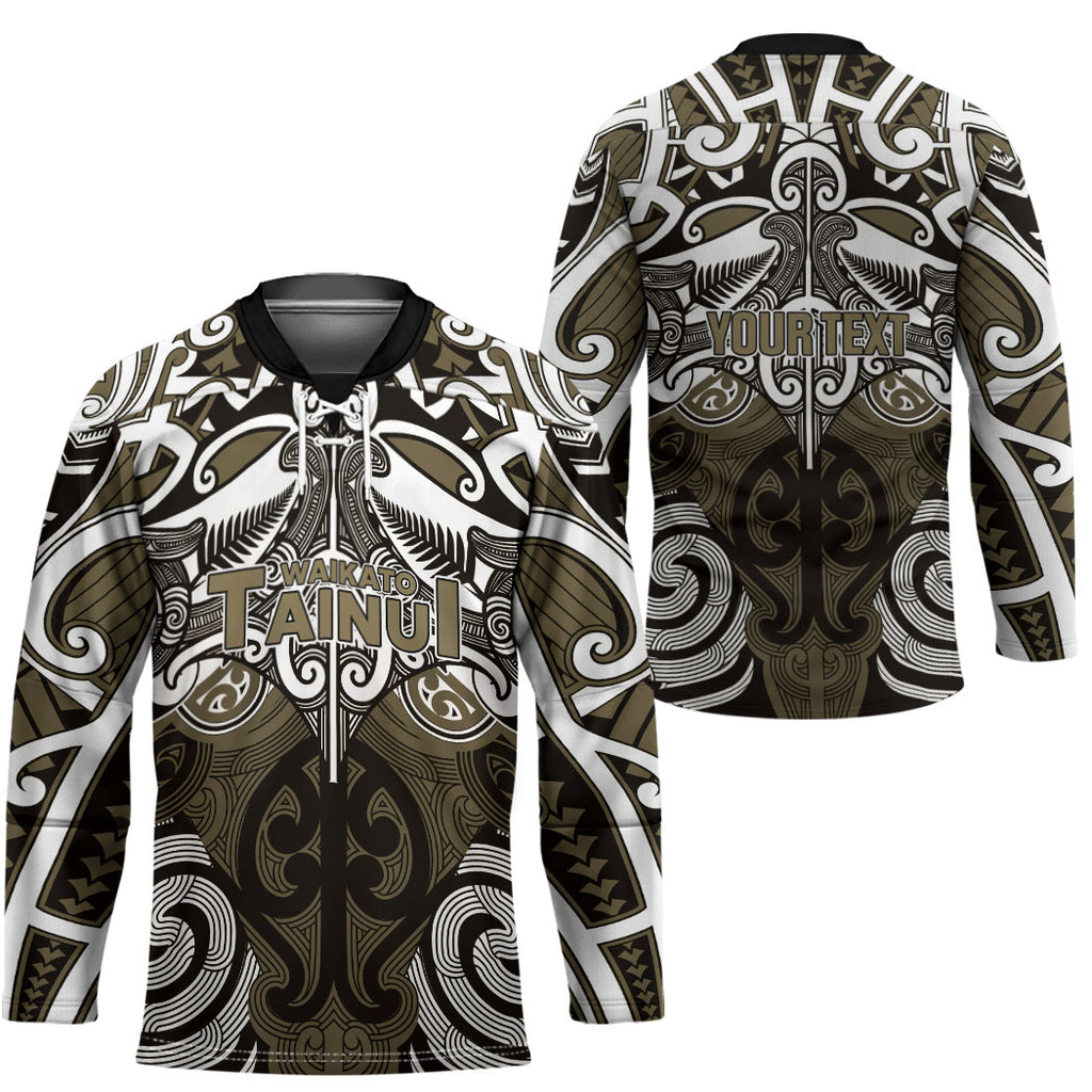 Personalised Maori Waikato Tainui Hockey Jersey Silver Fern Kowhaiwhai Art