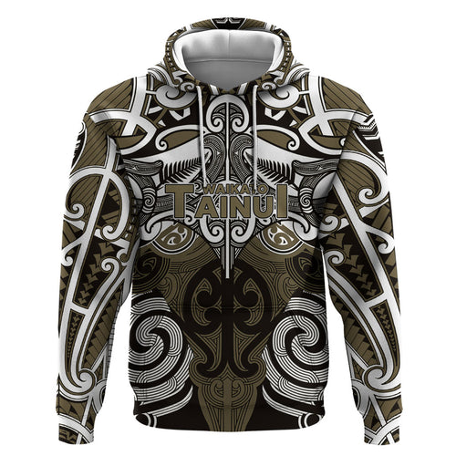 Personalised Maori Waikato Tainui Hoodie Silver Fern Kowhaiwhai Art
