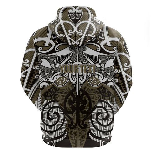 Personalised Maori Waikato Tainui Hoodie Silver Fern Kowhaiwhai Art