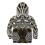 Personalised Maori Waikato Tainui Kid Hoodie Silver Fern Kowhaiwhai Art