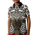 Personalised Maori Waikato Tainui Kid Polo Shirt Silver Fern Kowhaiwhai Art