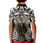 Personalised Maori Waikato Tainui Kid Polo Shirt Silver Fern Kowhaiwhai Art