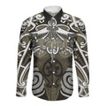 Personalised Maori Waikato Tainui Long Sleeve Button Shirt Silver Fern Kowhaiwhai Art