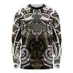 Personalised Maori Waikato Tainui Long Sleeve Shirt Silver Fern Kowhaiwhai Art