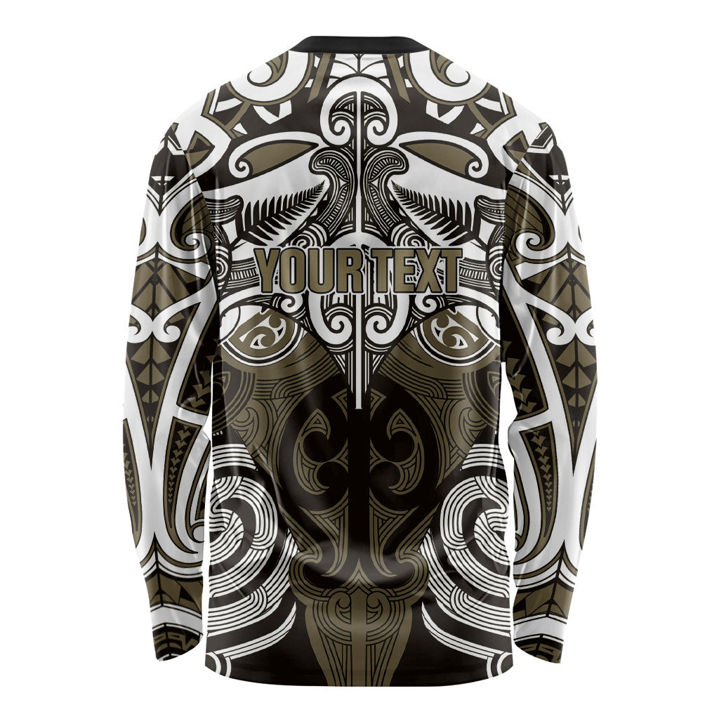 Personalised Maori Waikato Tainui Long Sleeve Shirt Silver Fern Kowhaiwhai Art