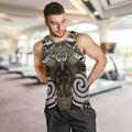 Personalised Maori Waikato Tainui Men Tank Top Silver Fern Kowhaiwhai Art