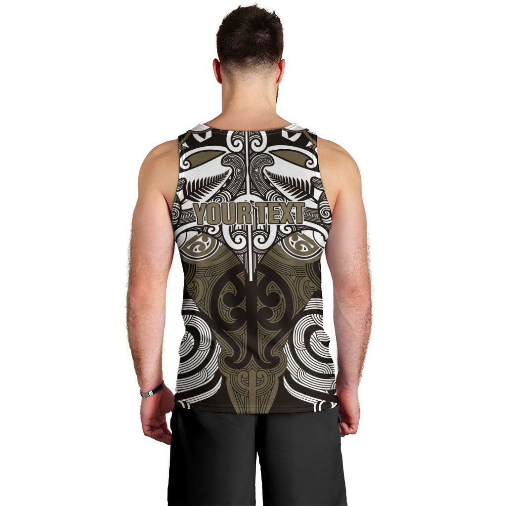 Personalised Maori Waikato Tainui Men Tank Top Silver Fern Kowhaiwhai Art