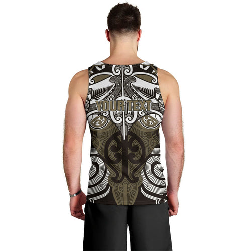Personalised Maori Waikato Tainui Men Tank Top Silver Fern Kowhaiwhai Art