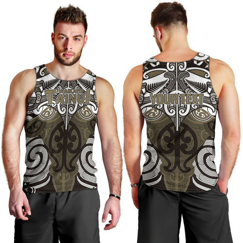 Personalised Maori Waikato Tainui Men Tank Top Silver Fern Kowhaiwhai Art