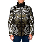 Personalised Maori Waikato Tainui Padded Jacket Silver Fern Kowhaiwhai Art