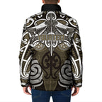 Personalised Maori Waikato Tainui Padded Jacket Silver Fern Kowhaiwhai Art