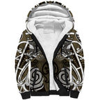 Personalised Maori Waikato Tainui Sherpa Hoodie Silver Fern Kowhaiwhai Art