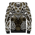 Personalised Maori Waikato Tainui Sherpa Hoodie Silver Fern Kowhaiwhai Art
