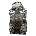 Personalised Maori Waikato Tainui Sleeveless Hoodie Silver Fern Kowhaiwhai Art