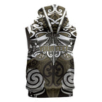 Personalised Maori Waikato Tainui Sleeveless Hoodie Silver Fern Kowhaiwhai Art