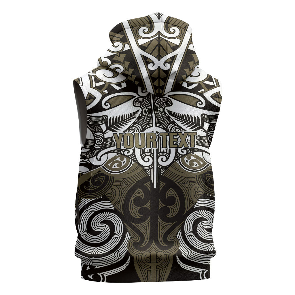 Personalised Maori Waikato Tainui Sleeveless Hoodie Silver Fern Kowhaiwhai Art
