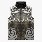 Personalised Maori Waikato Tainui Sleeveless Puffer Jacket Silver Fern Kowhaiwhai Art