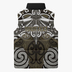 Personalised Maori Waikato Tainui Sleeveless Puffer Jacket Silver Fern Kowhaiwhai Art
