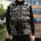 Personalised Maori Waikato Tainui Sleeveless Puffer Jacket Silver Fern Kowhaiwhai Art