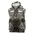 Personalised Maori Waikato Tainui Sleeveless Zip Hoodie Silver Fern Kowhaiwhai Art