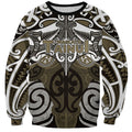 Personalised Maori Waikato Tainui Sweatshirt Silver Fern Kowhaiwhai Art