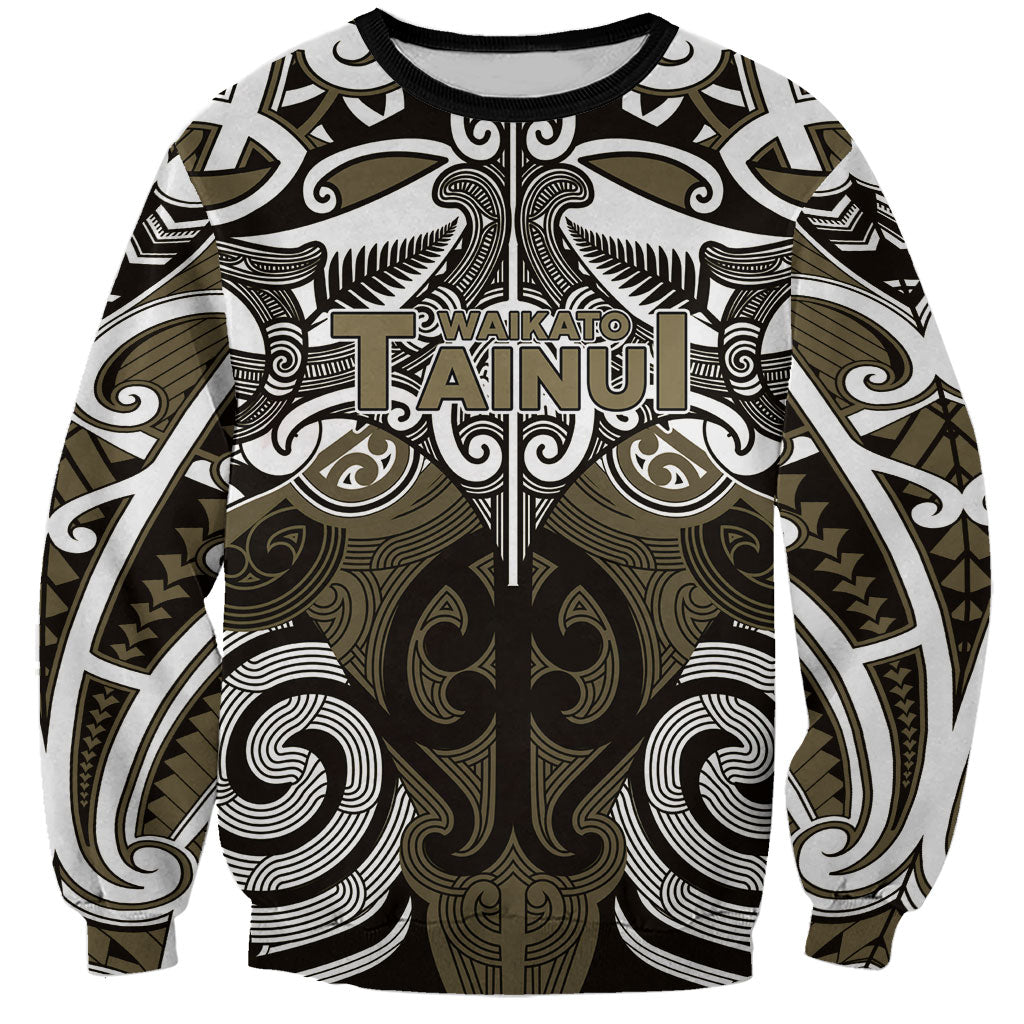 Personalised Maori Waikato Tainui Sweatshirt Silver Fern Kowhaiwhai Art
