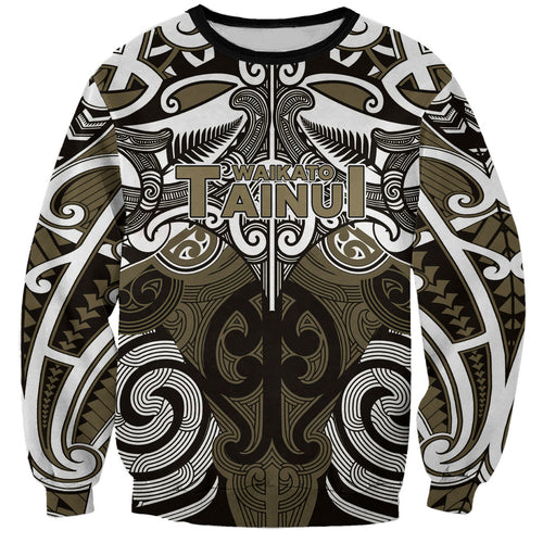 Personalised Maori Waikato Tainui Sweatshirt Silver Fern Kowhaiwhai Art